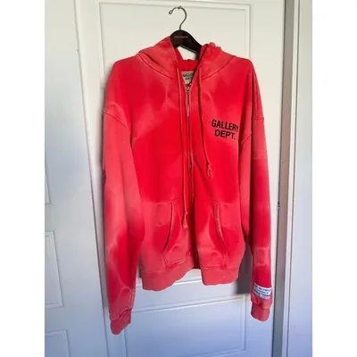 Gallery Dept. Sun Faded Zip Up Hoodie — Red — XL