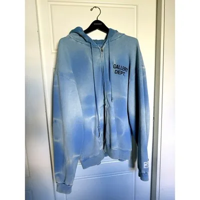Gallery Dept. Sun Faded Zip Up Hoodie — Light Blue — XL