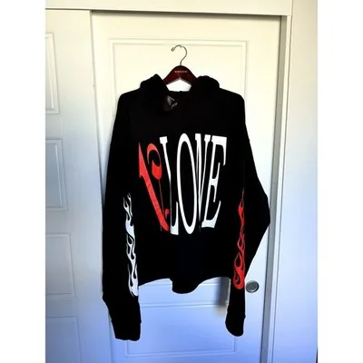 VLONE x Palm Angels Flame/Dagger Hoodie — Black/Red — XL