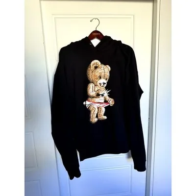 DOMREBEL Montreal Teddy Bear Graphic Hoodie — Black — L