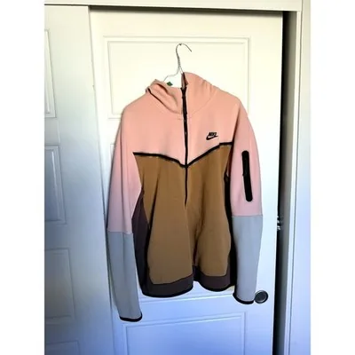 Nike Sportswear Tech Fleece Full-Zip Hoodie — Pink/Driftwood — L