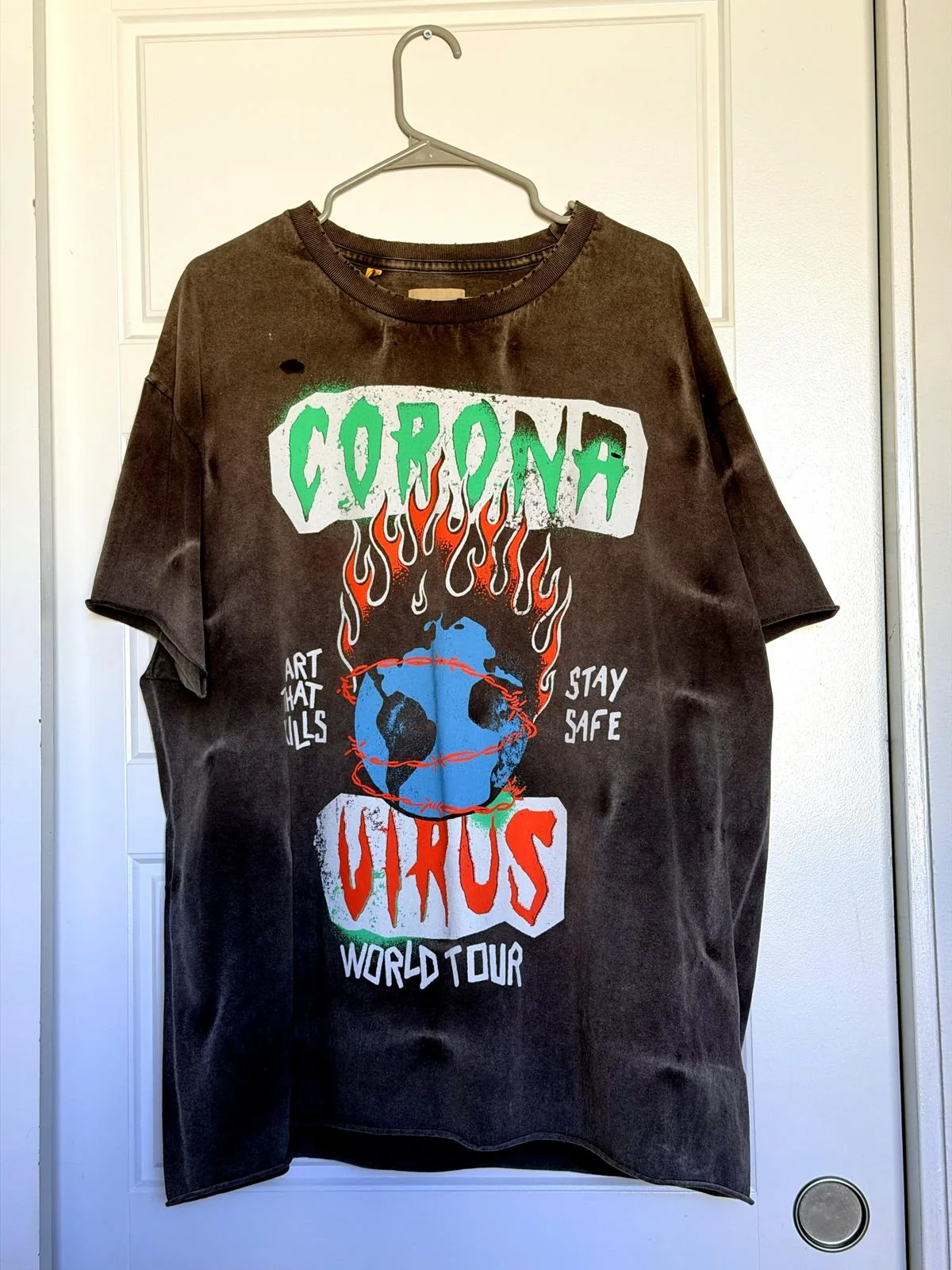 Gallery Dept Corona Virus World Tour Tee — Faded Black — XL