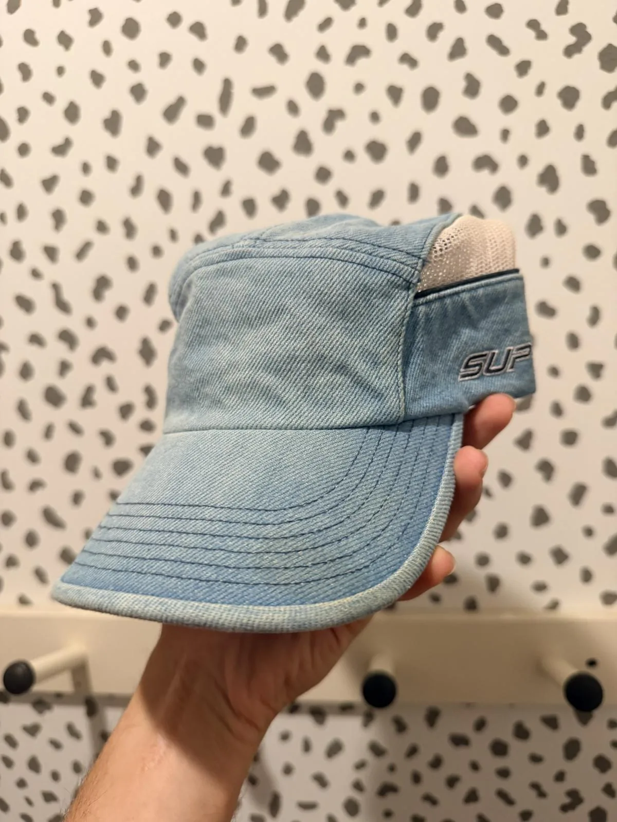 Supreme Side Mesh Piping Camp Cap — Denim — One Size — New With Tags