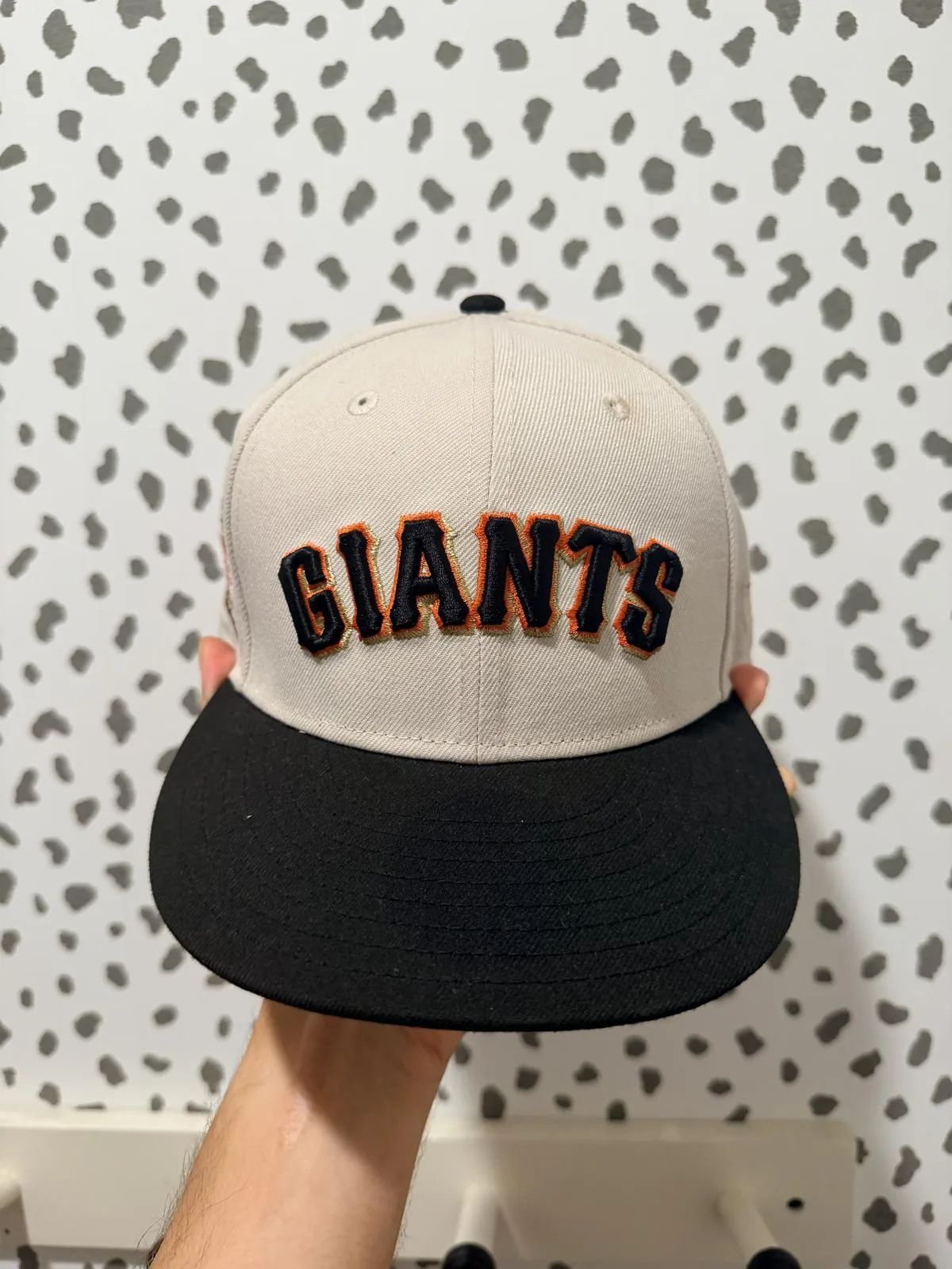 New Era 59FIFTY San Francisco Giants — 2007 All-Star Game Patch — Stone/Black — Size 7 3/8 — Pre-owned, Excellent