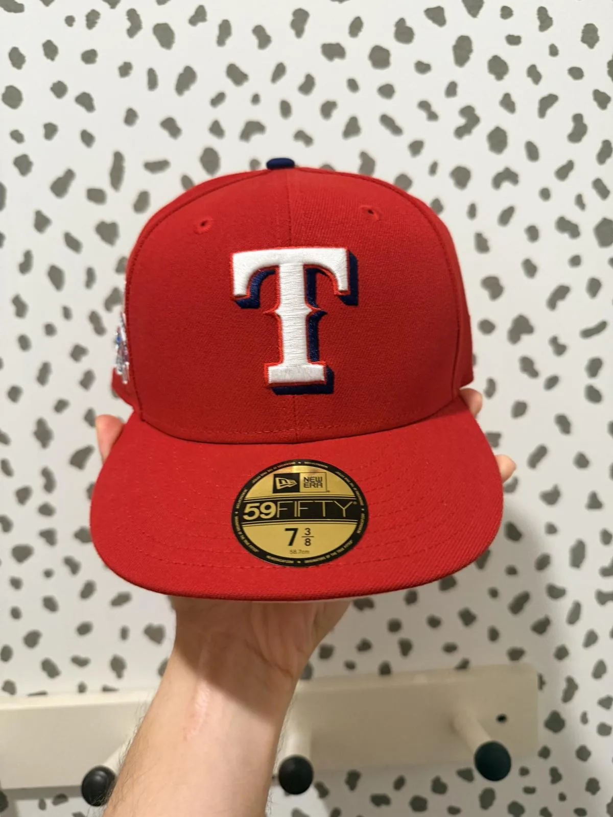 New Era 59FIFTY Texas Rangers — Hat Club Exclusive — 1995 All-Star Game Patch — Red/Pink — Size 7 3/8 — New Without Tags (never worn)